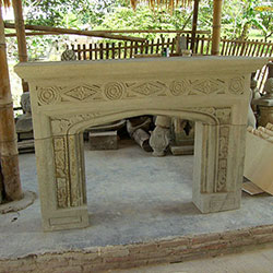 Hand Carved Stone Mantle